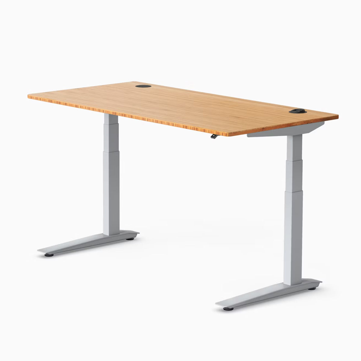 Jarvis Bamboo Standing Desk, Rectangle, Silver, 3 Stage Height