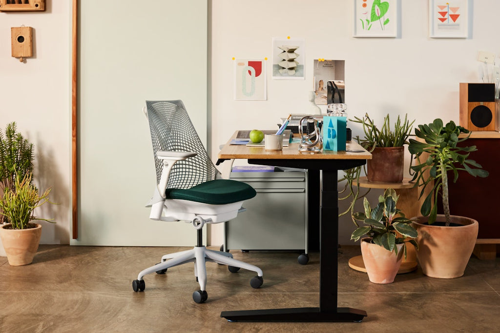 Jarvis Bamboo Standing Desk, Contour, Silver, 3 Stage Height
