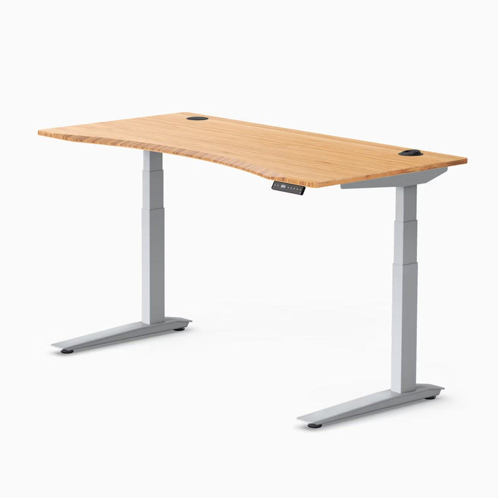 Jarvis Bamboo Standing Desk, Contour, Silver, 3 Stage Height