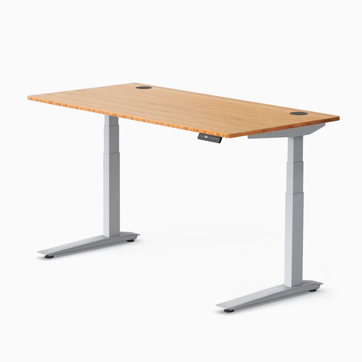 Jarvis Bamboo Standing Desk, Rectangle, Silver, 3 Stage Height