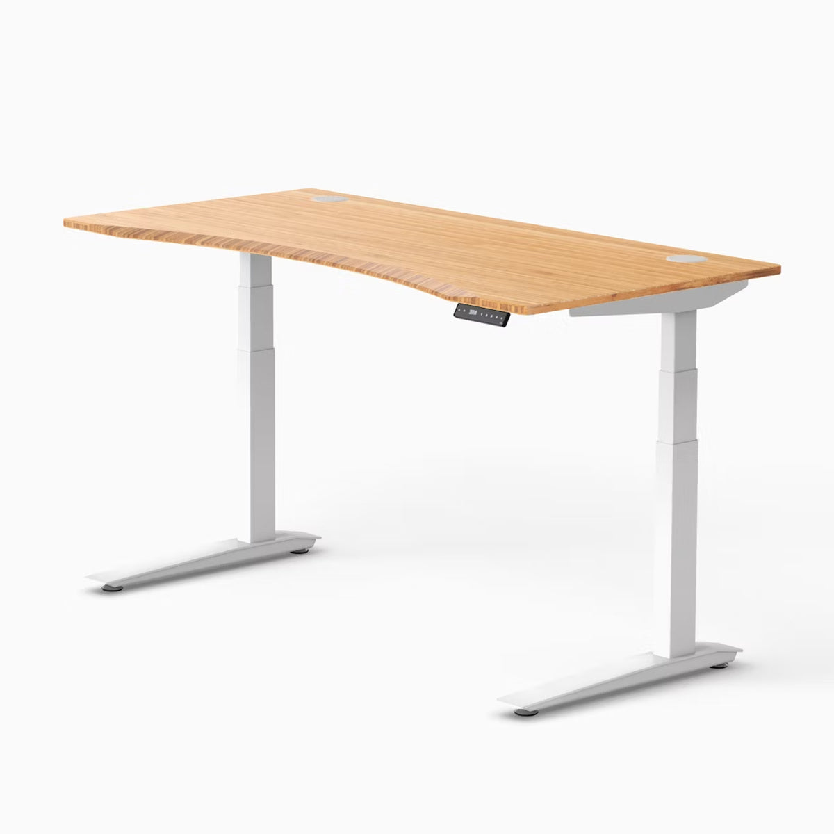 Jarvis Bamboo Standing Desk, Contour, White, 3 Stage Height