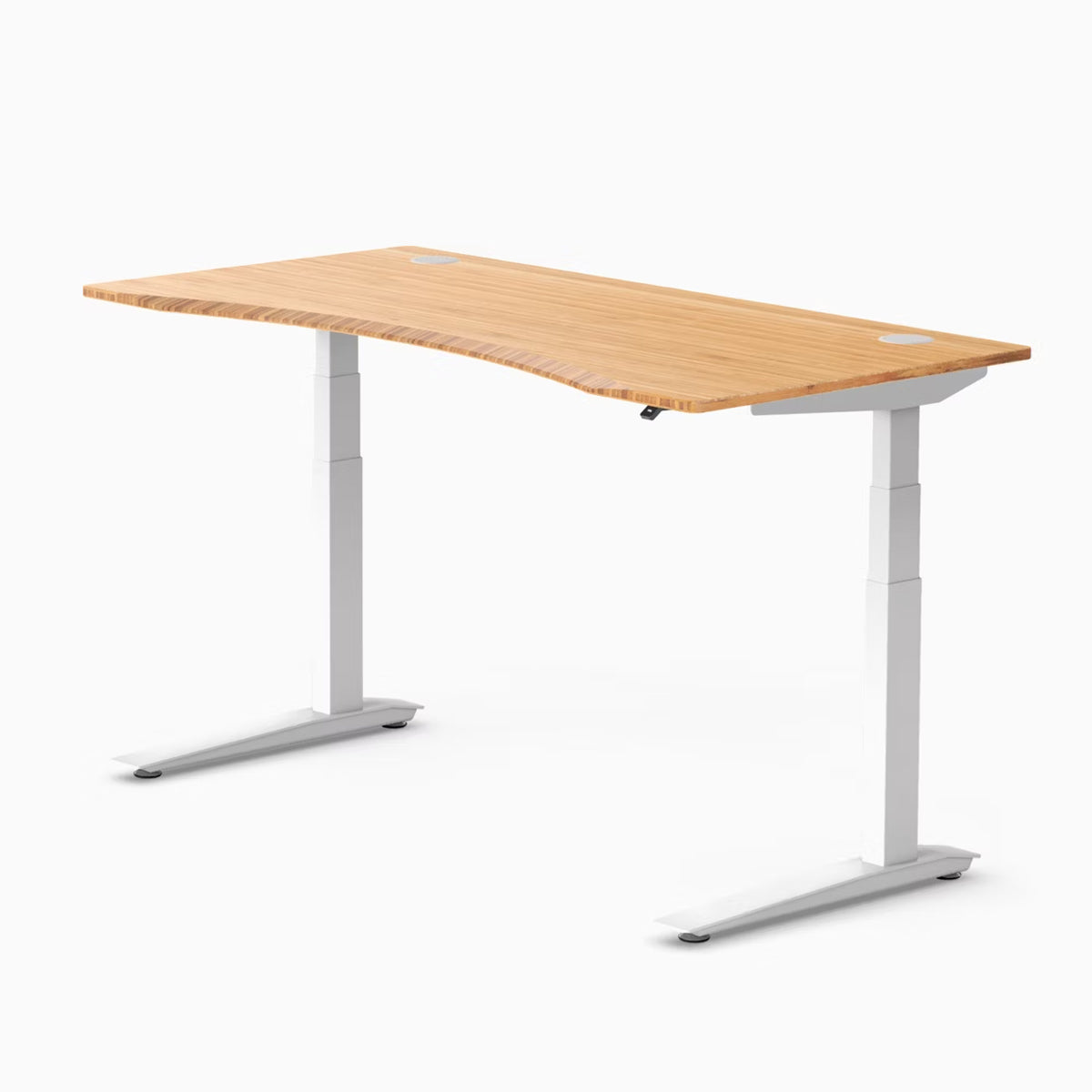 Jarvis Bamboo Standing Desk, Contour, White, 3 Stage Height
